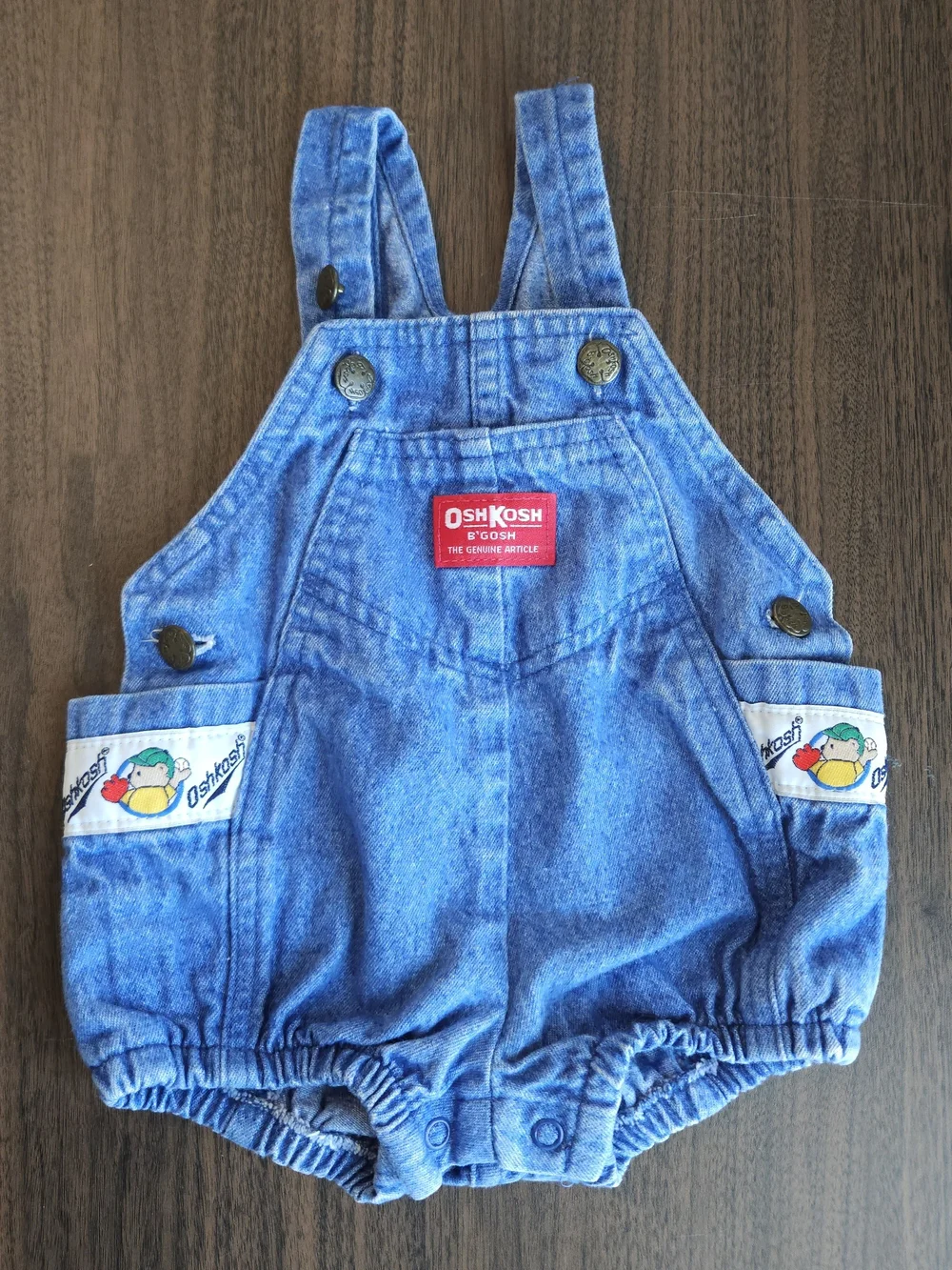 Vintage OshKosh B'Gosh Vestbak Bubble Romper Baseball Bear Overalls USA - 3-6m